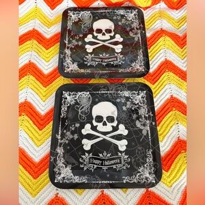 Amscan Halloween Skull Plastic‎ Square Plates